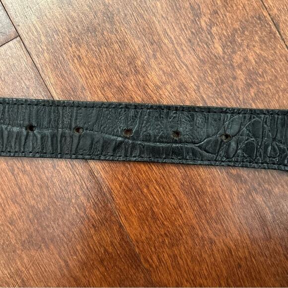 A Different Dialogue Women’s Black Leather Belt, Croc Embossed Made in England main image 8